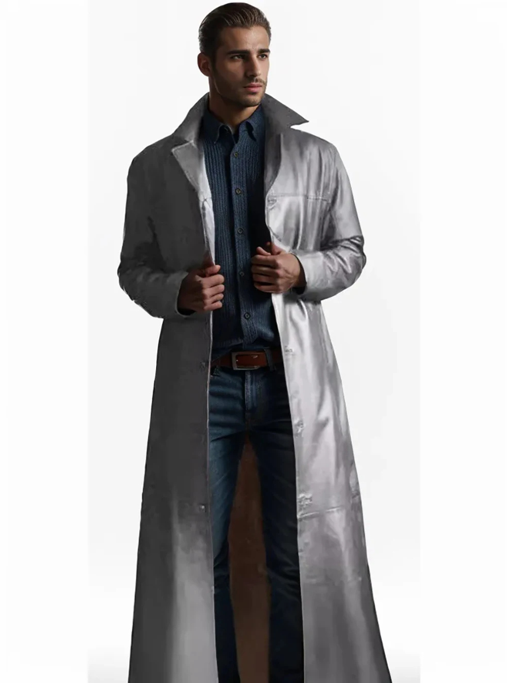 Long Leather Coat for Men