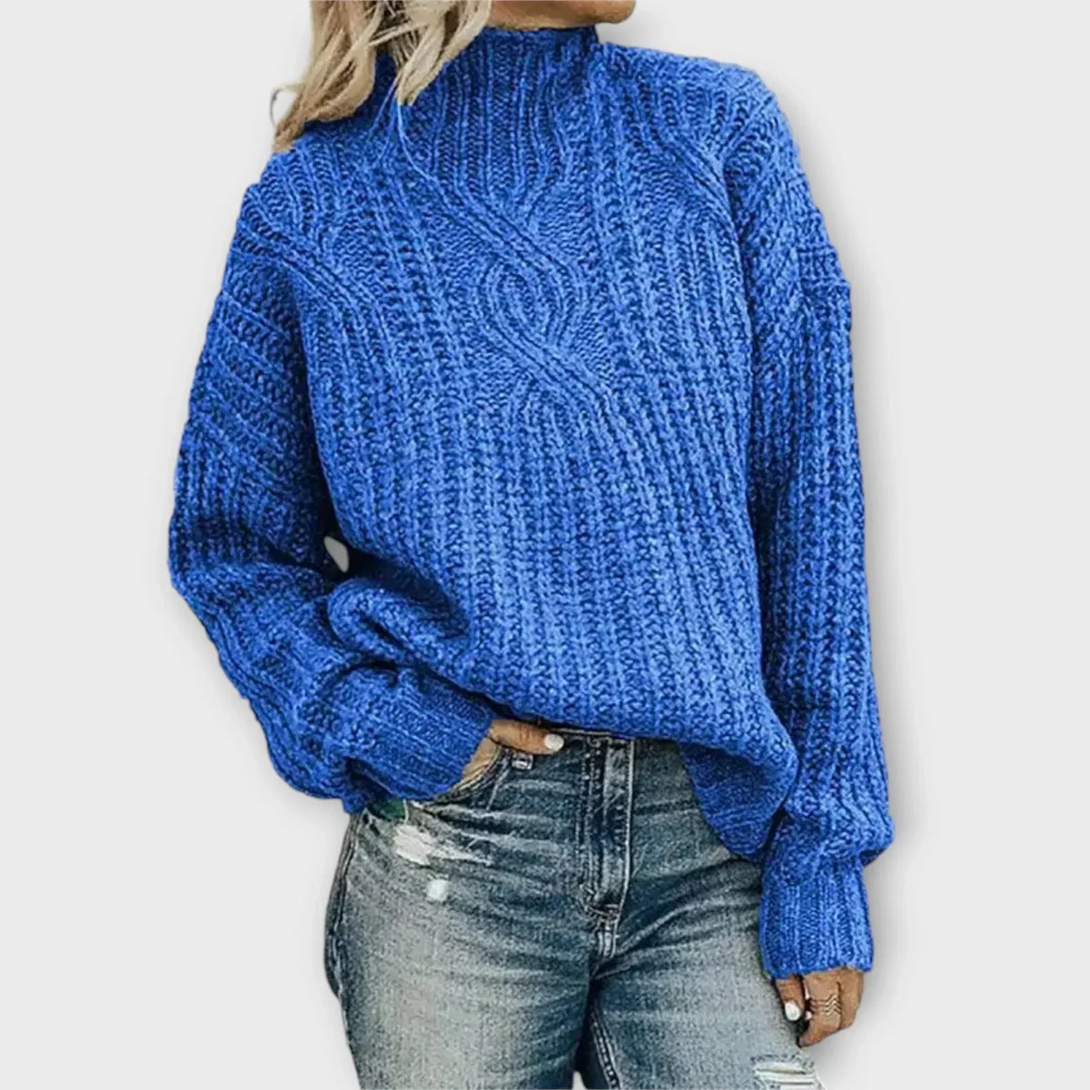High Neck Jumper Cable Knit Slim Fit Long Sleeve Winter