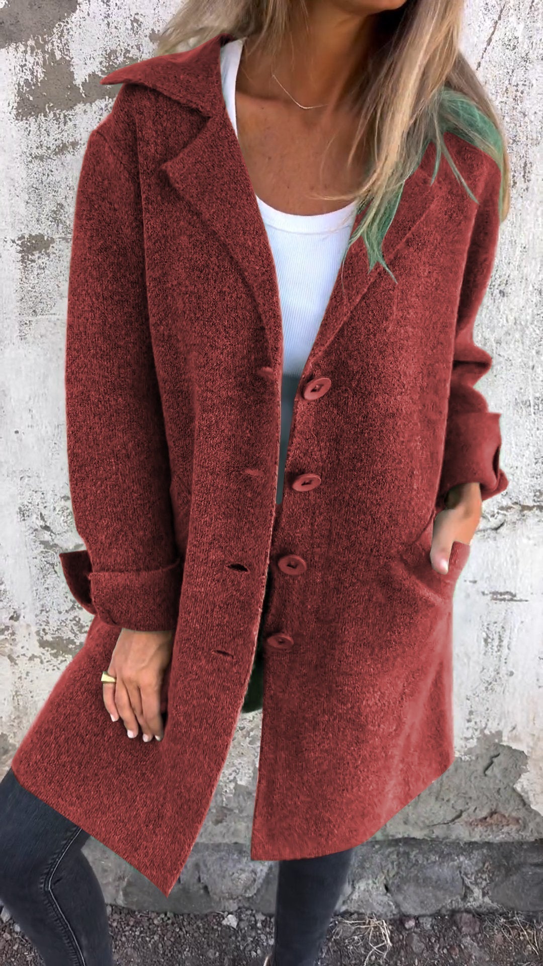 Long Coat Lapel Collar Casual Relaxed Everyday Style