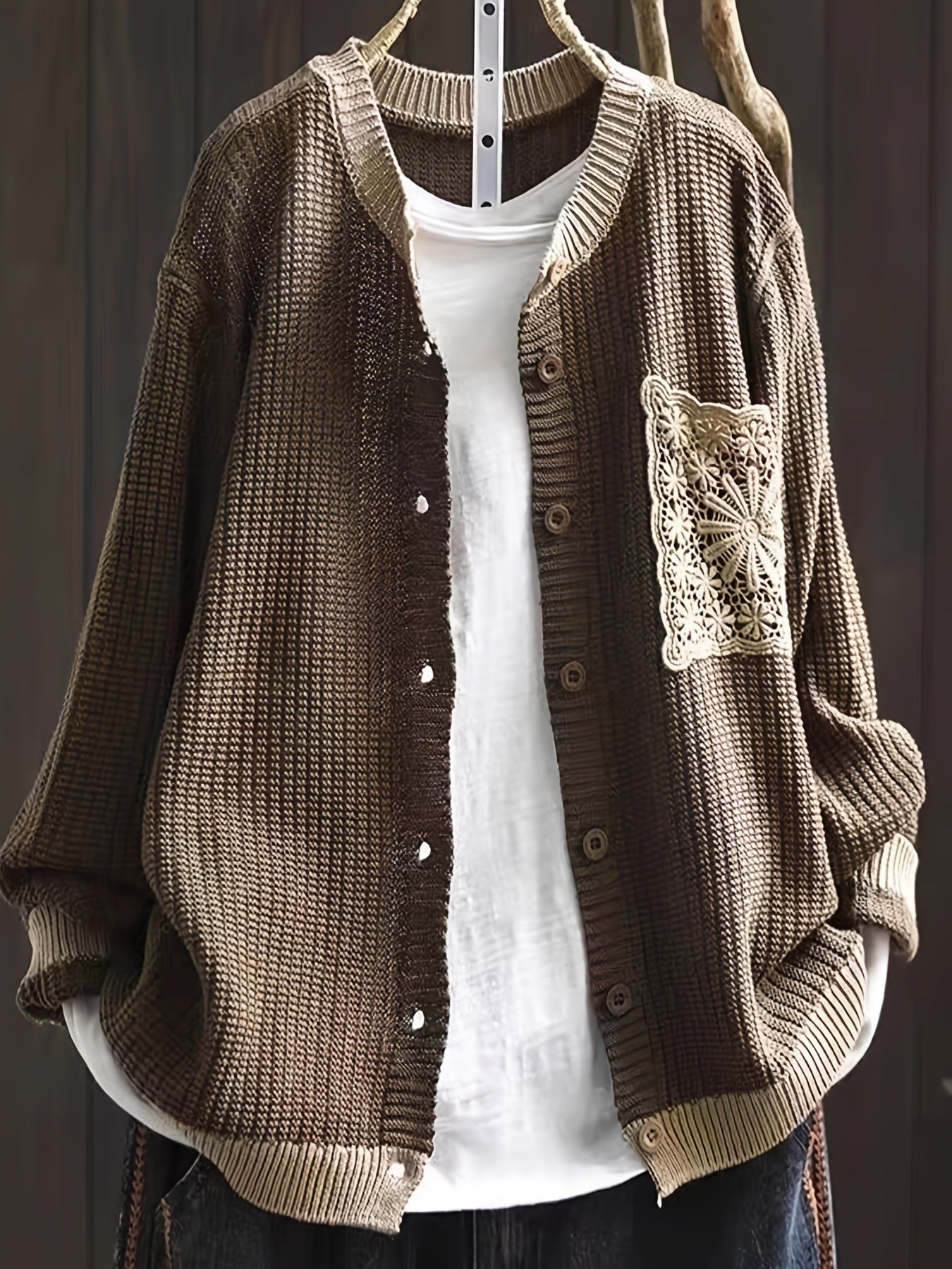 Knit Pocket Coat Textured Soft Relaxed Layering Autumn