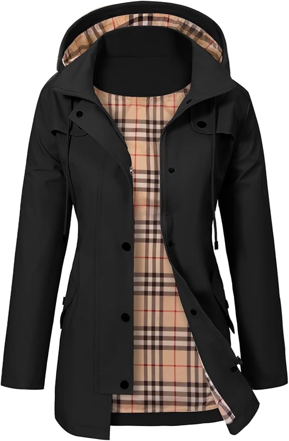 Hooded Parka Buttons Pockets Durable Autumn Layering