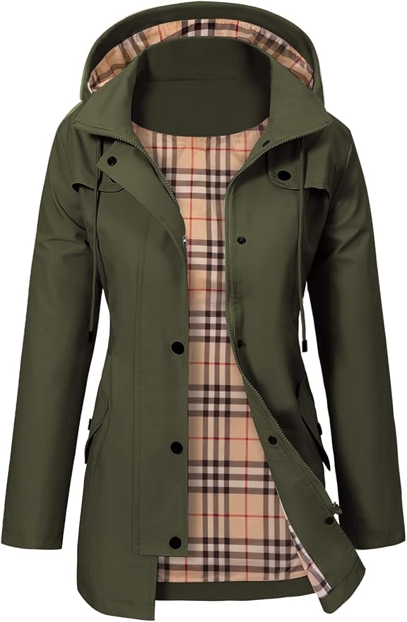 Hooded Parka Buttons Pockets Durable Autumn Layering