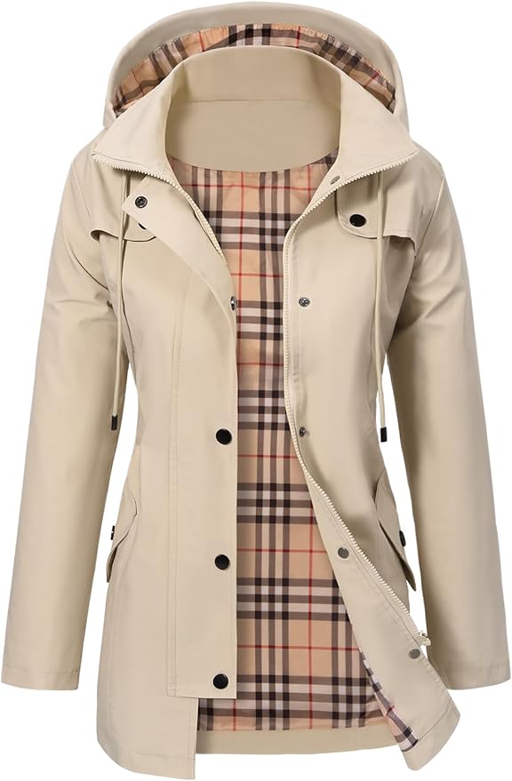 Hooded Parka Buttons Pockets Durable Autumn Layering