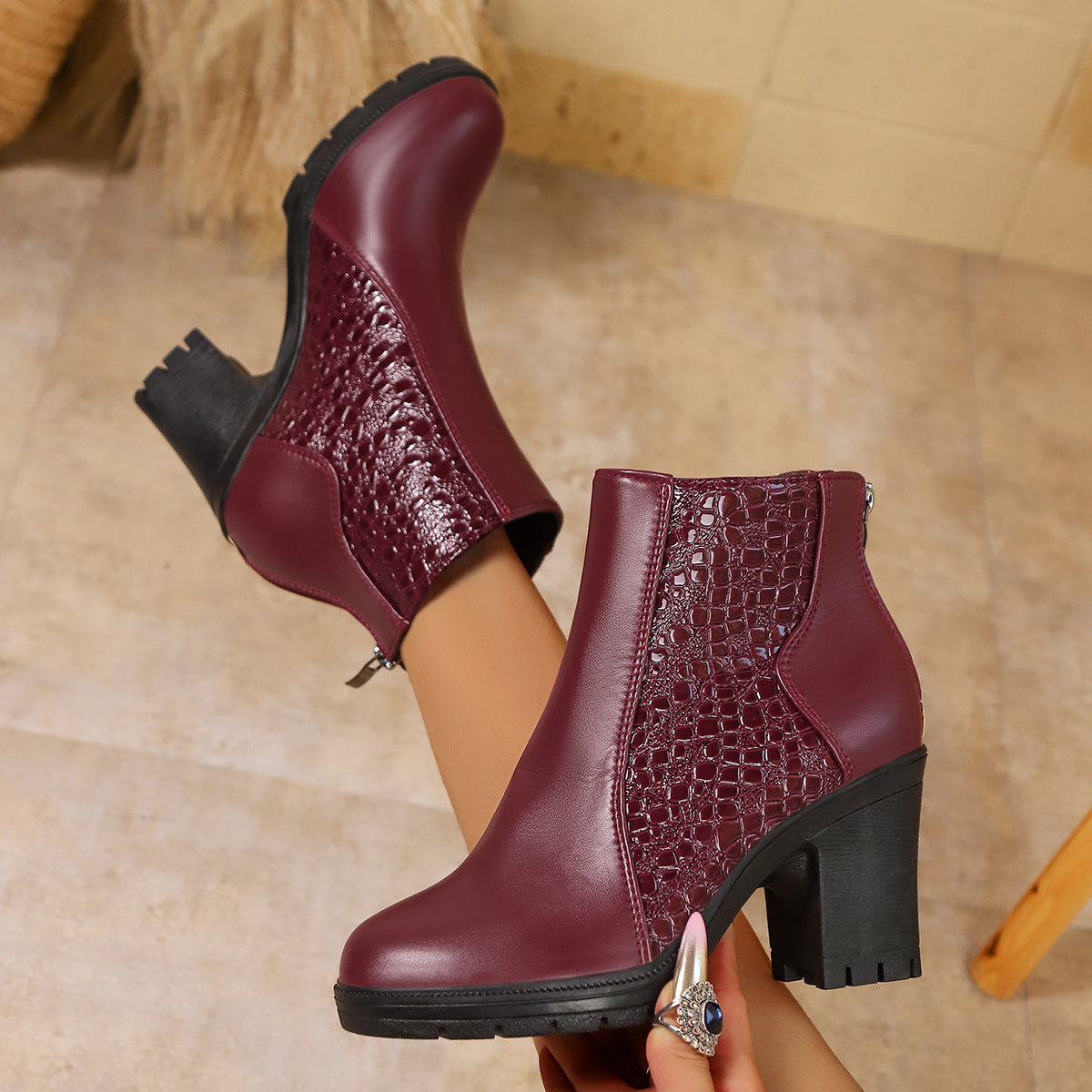 Ankle Boots Chunky Heel Casual Everyday Comfortable Fit