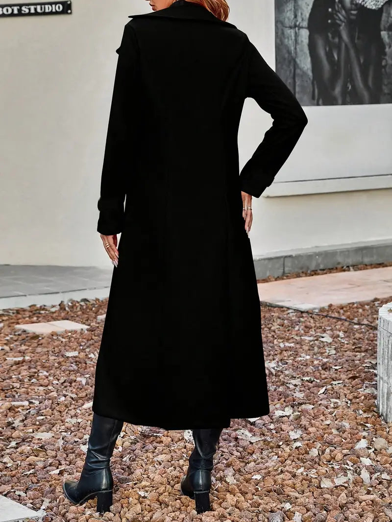 Double Breasted Coat Lapel Collar Statement Elegant