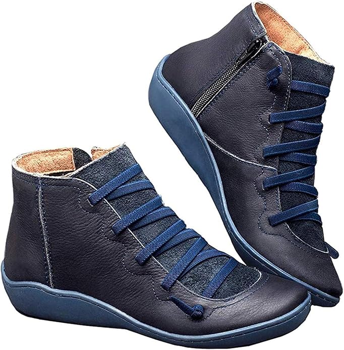 Ankle Boots PU Leather Block Heel Round Toe Everyday