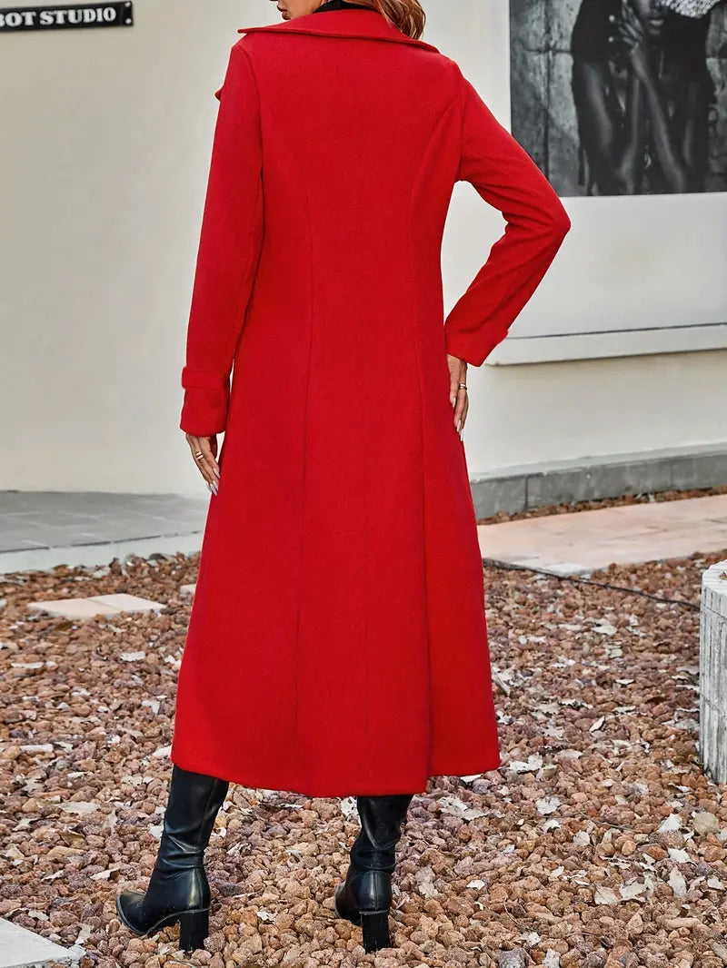 Double Breasted Coat Lapel Collar Statement Elegant