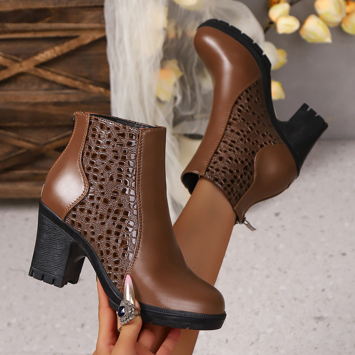 Ankle Boots Chunky Heel Casual Everyday Comfortable Fit