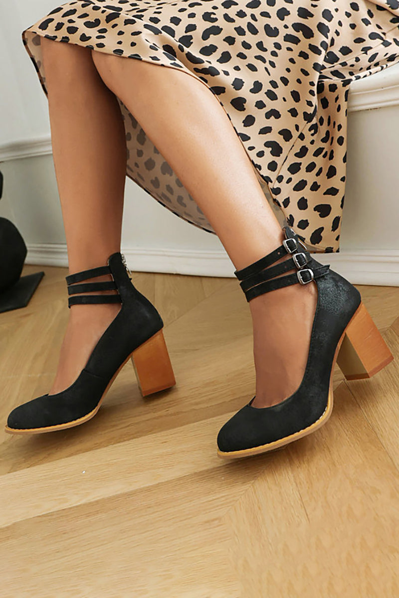 Comfort Block Heel Sandals Ankle Strap