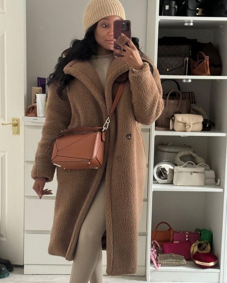 Long Teddy Coat Soft Plush Warm Look Comfortable Winter
