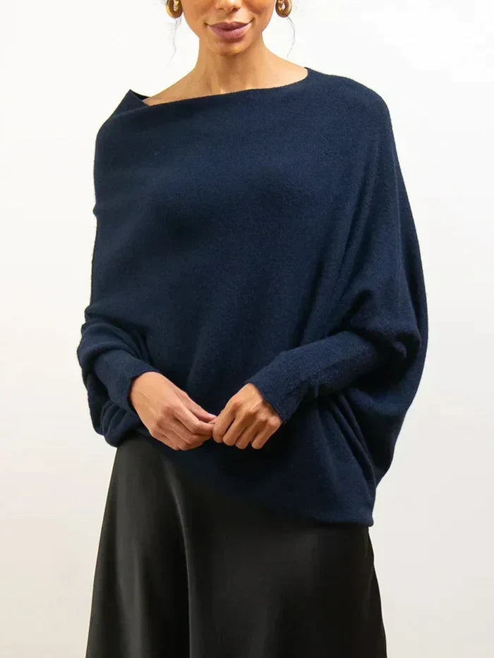 Women's Asymmetric Draped Sweater Oversized Turtleneck Knit
