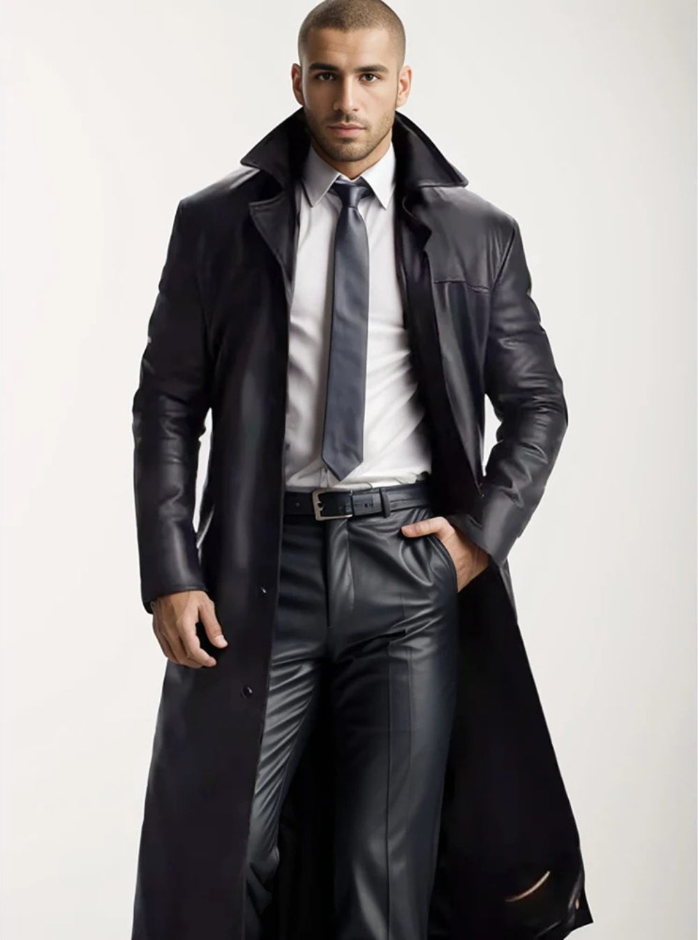 Long Leather Coat for Men