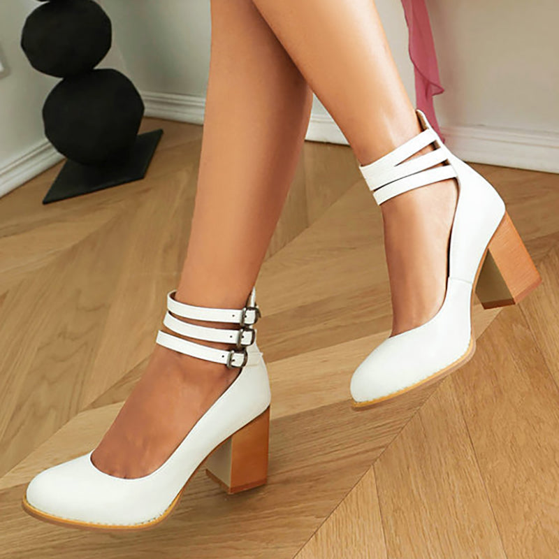 Comfort Block Heel Sandals Ankle Strap