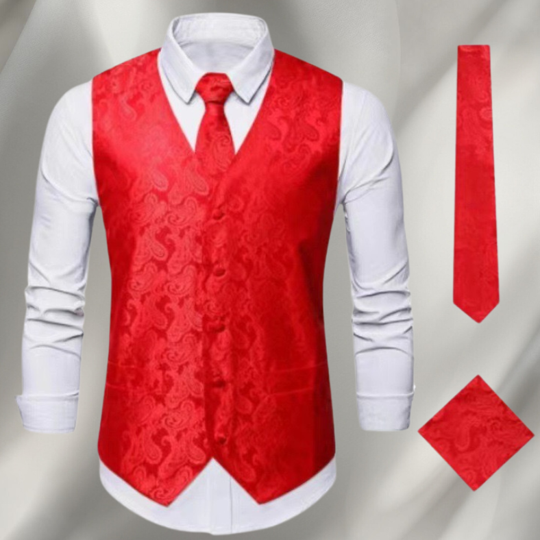 Men's Vintage Waistcoat Textured Knit Festive Smart Casual