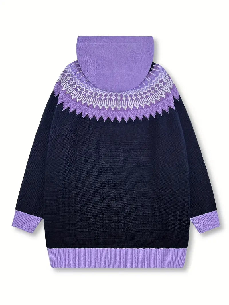 Hooded Cardigan Casual Knit Open Front Long Sleeve Cosy