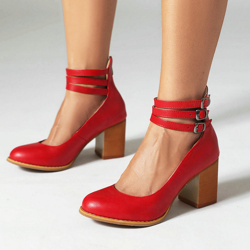 Comfort Block Heel Sandals Ankle Strap