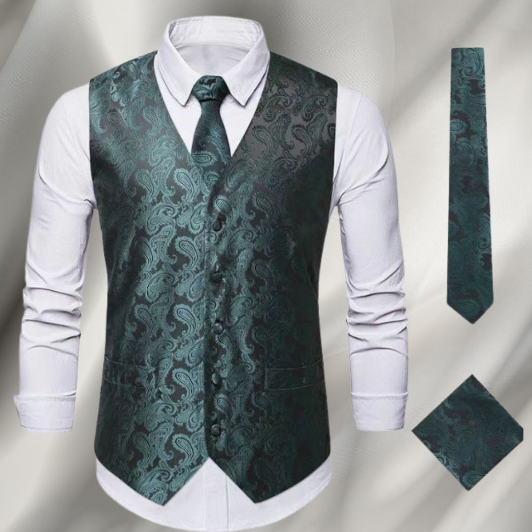 Men's Vintage Waistcoat Textured Knit Festive Smart Casual