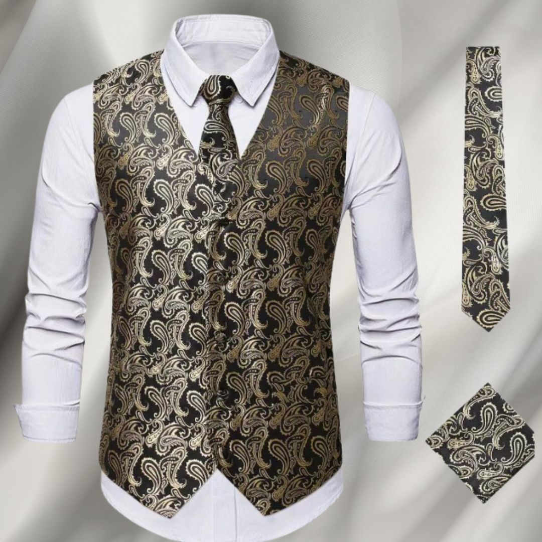 Men's Vintage Waistcoat Textured Knit Festive Smart Casual