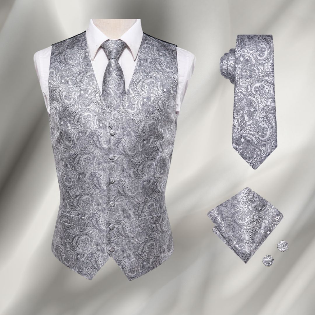 Men's Vintage Waistcoat Textured Knit Festive Smart Casual