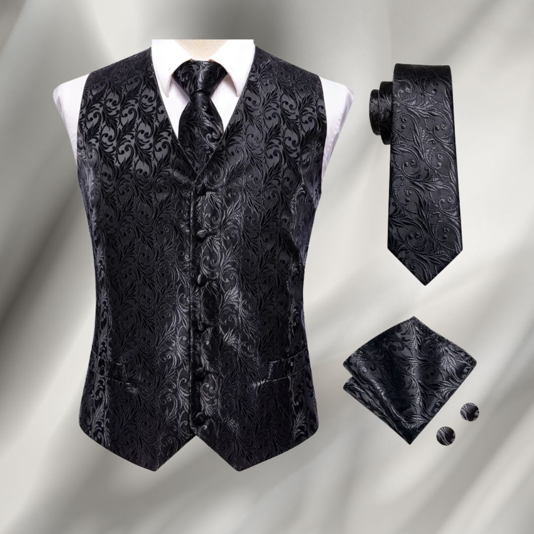 Men's Vintage Waistcoat Textured Knit Festive Smart Casual