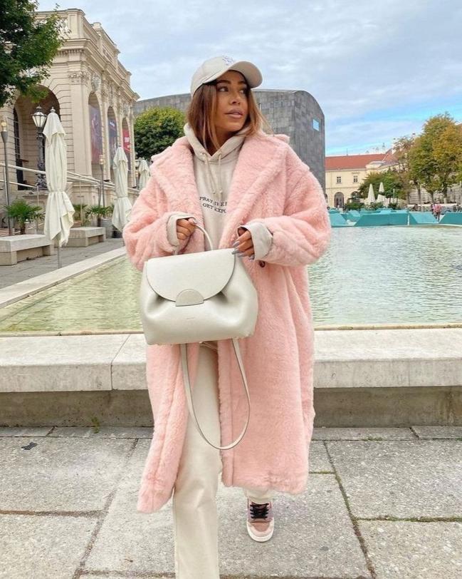 Long Teddy Coat Soft Plush Warm Look Comfortable Winter