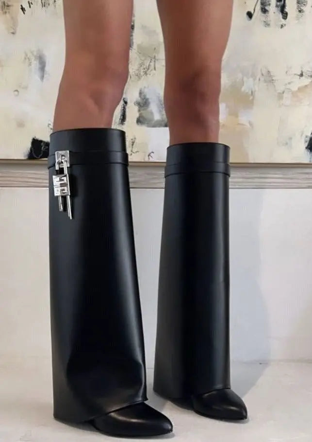 Wedge Boots Ankle Vegan Leather Block Heel Zip Up Autumn