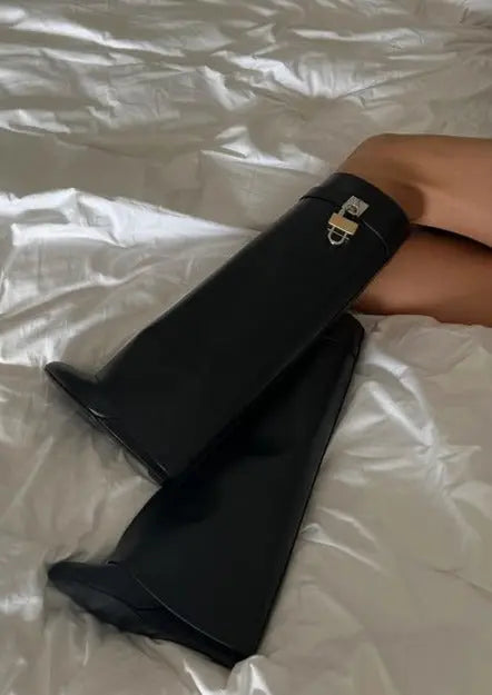 Wedge Boots Ankle Vegan Leather Block Heel Zip Up Autumn