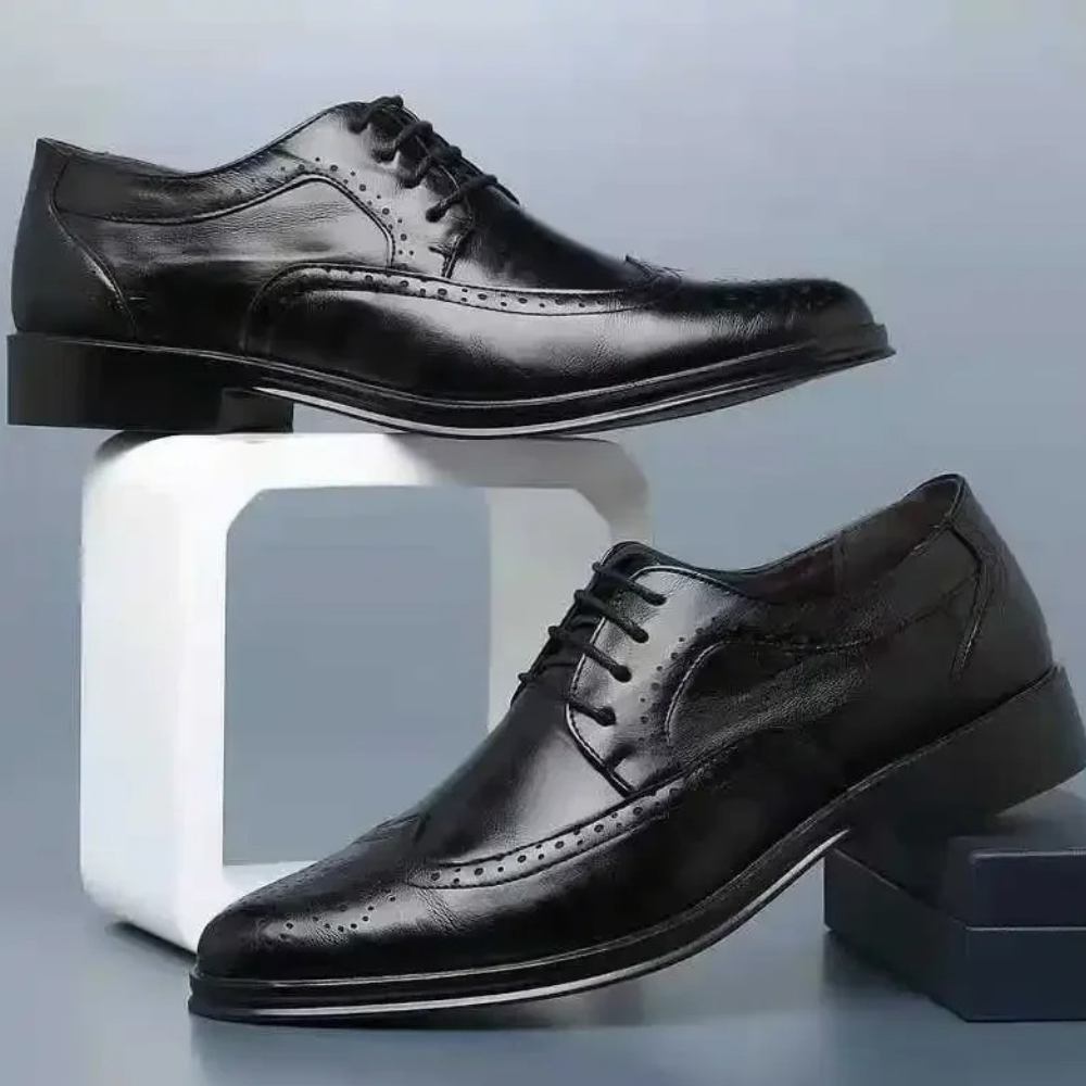 Leather Oxford Shoes Brogue Lace Up Formal Men's