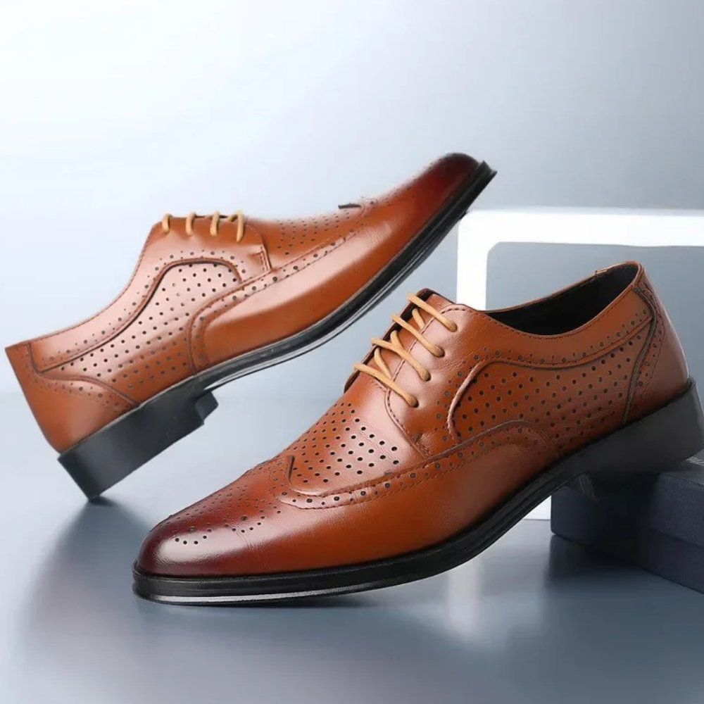 Leather Oxford Shoes Brogue Lace Up Formal Men's