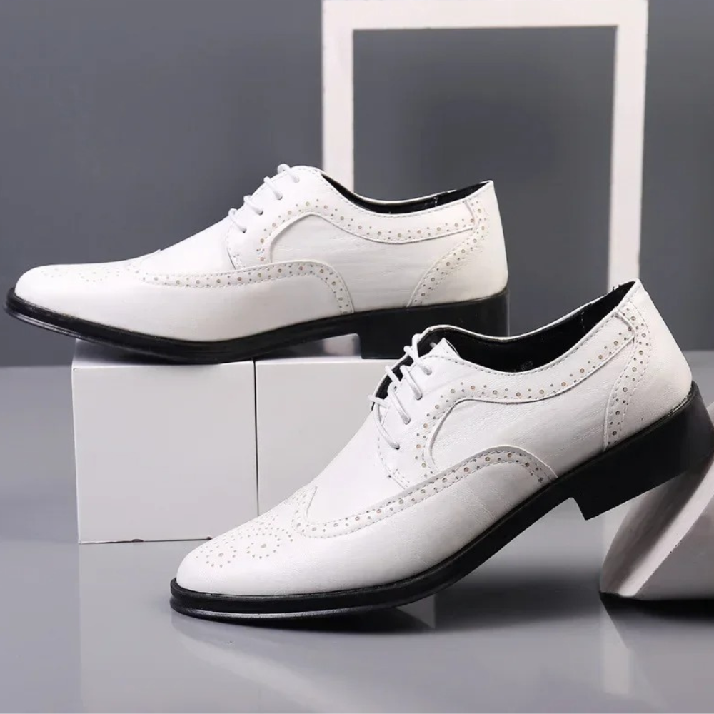 Leather Oxford Shoes Brogue Lace Up Formal Men's