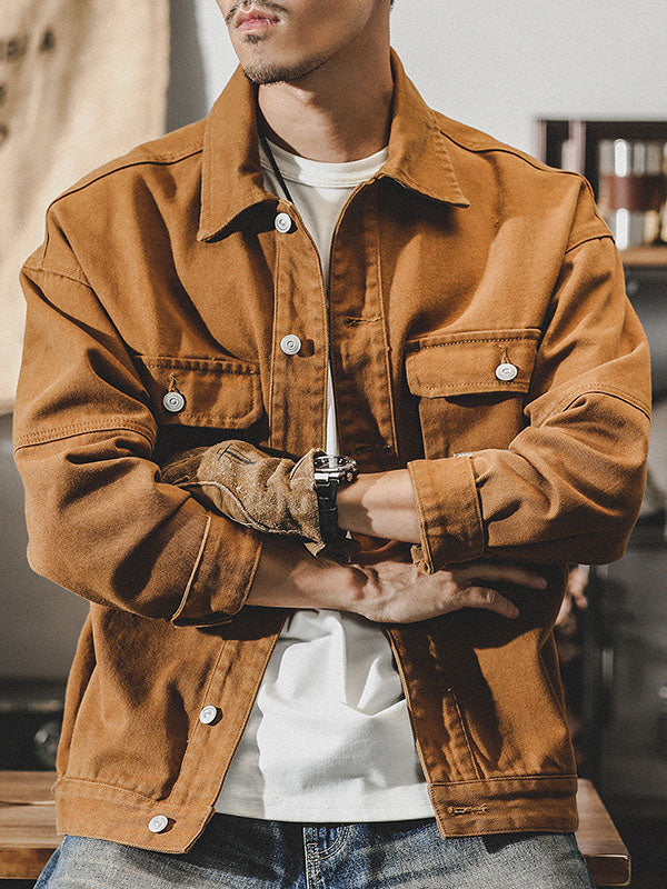 Men's Cargo Jacket Vintage Workwear Utility Cotton