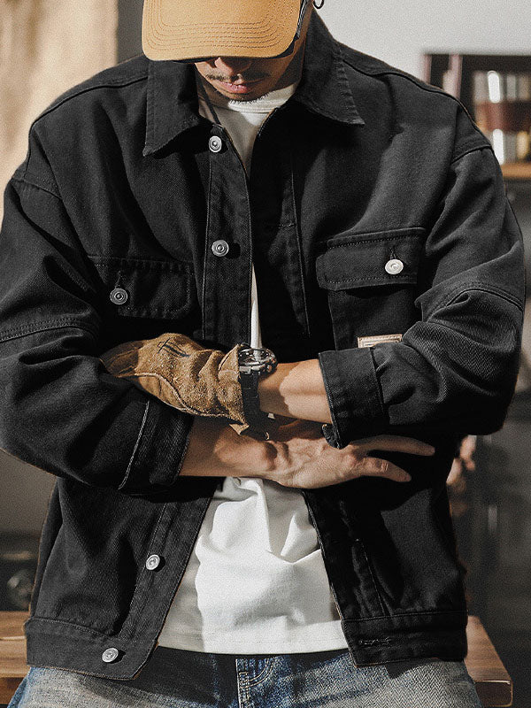 Men's Cargo Jacket Vintage Workwear Utility Cotton