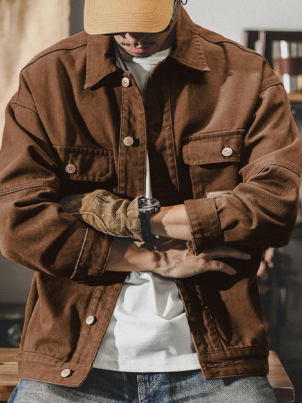 Men's Cargo Jacket Vintage Workwear Utility Cotton