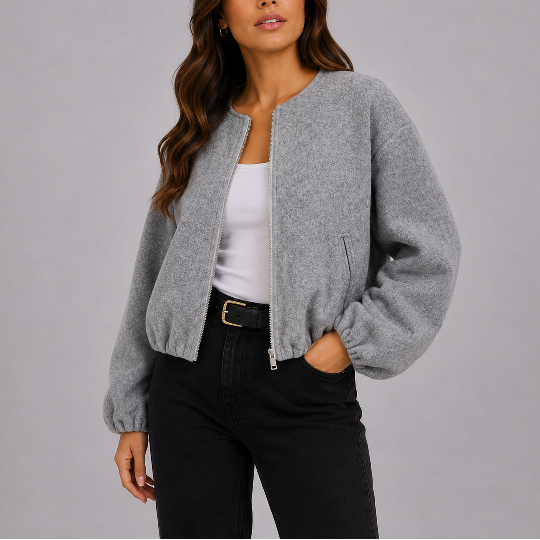 Women's Bomber Jacket Lightweight Relaxed Fit Side Pockets