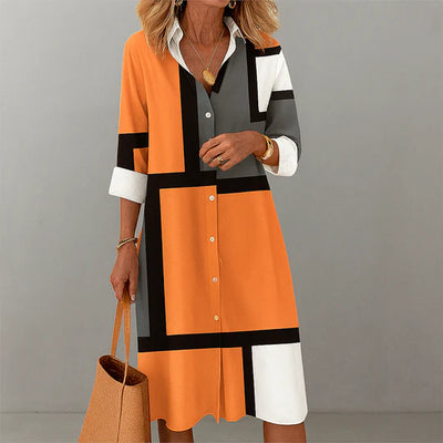 Women's Shirt Dress Print Button Front Summer
