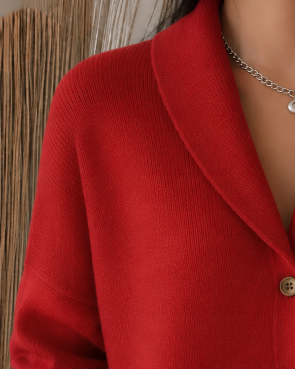Button Collar Cardigan Knit Long Sleeve Layering Autumn
