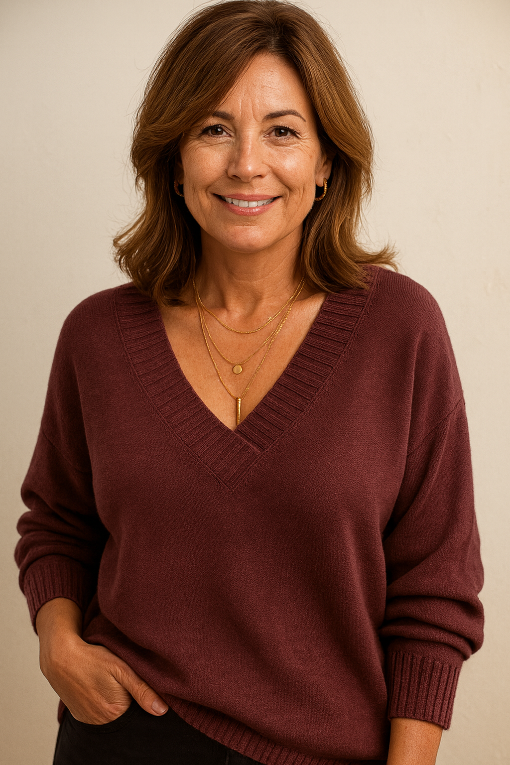 The Deep V-Neck Jumper in Soft Knit