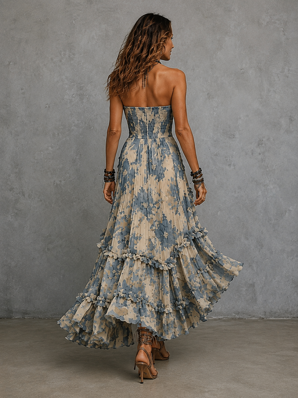 Rosalind strapless 3D floral maxi dress by Bennett and Lowe, flowing long dress with intricate floral details and elegant silhouette.