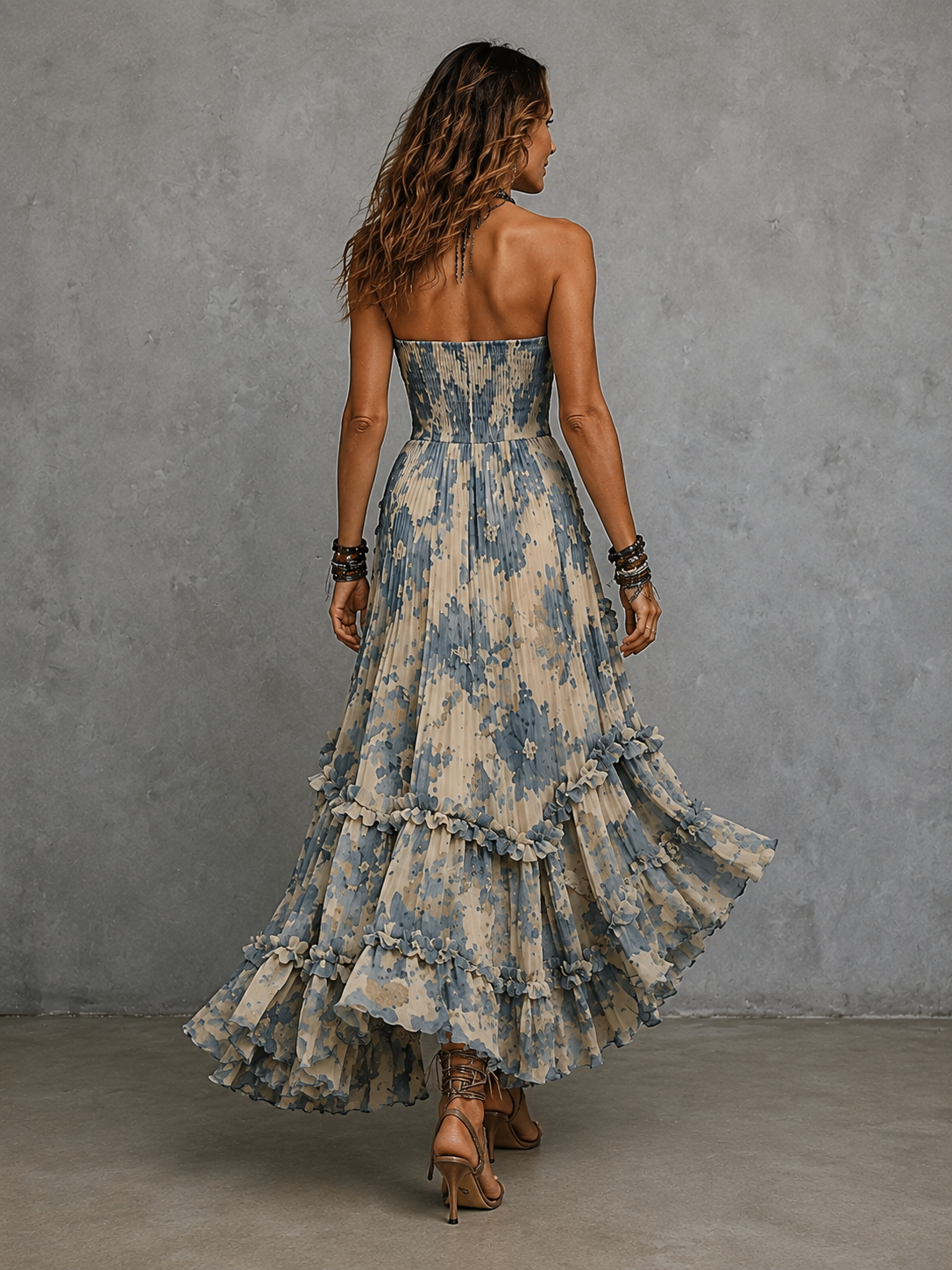 Rosalind strapless 3D floral maxi dress by Bennett and Lowe, flowing long dress with intricate floral details and elegant silhouette.