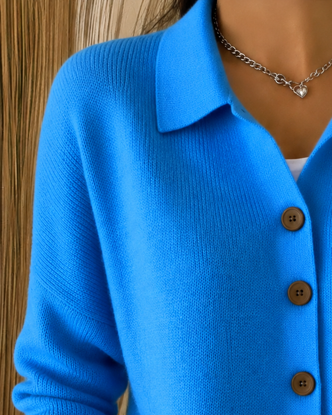 Button Collar Cardigan Knit Long Sleeve Layering Autumn