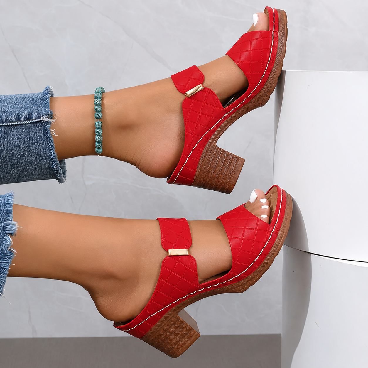 Orthopedic Block Heel Sandals