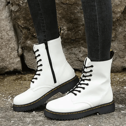 Women's Boots Lace Up Side Zip Rubber Sole Comfort