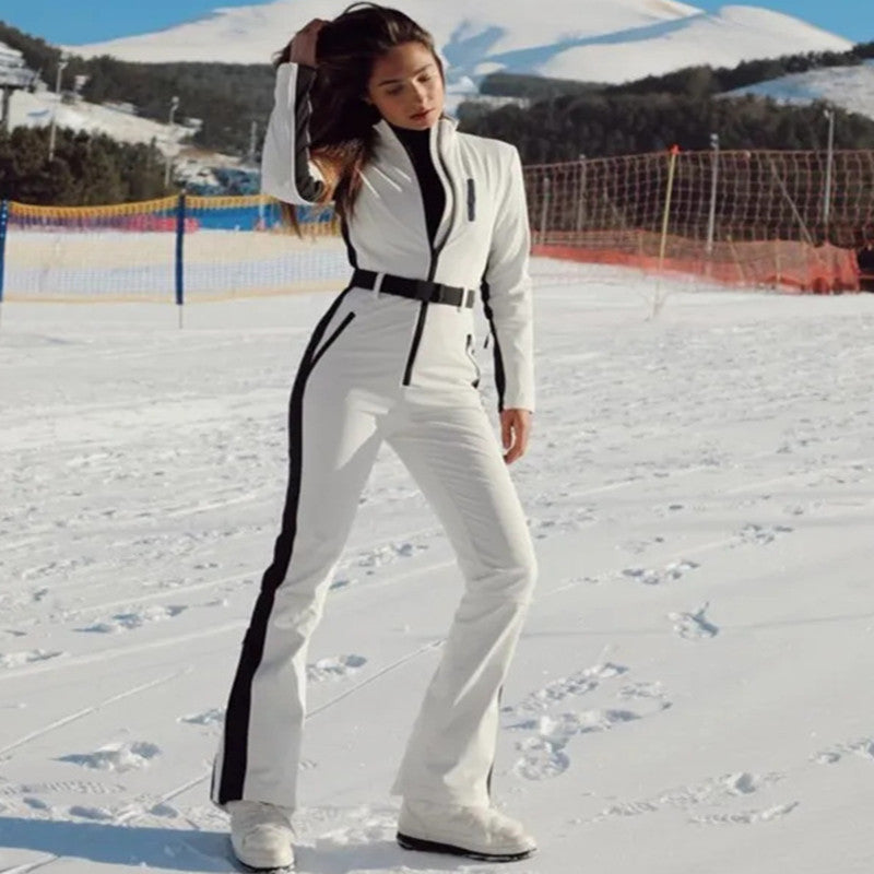 Women's Ski Suit Two Piece Zip Up High Waist Winter Set