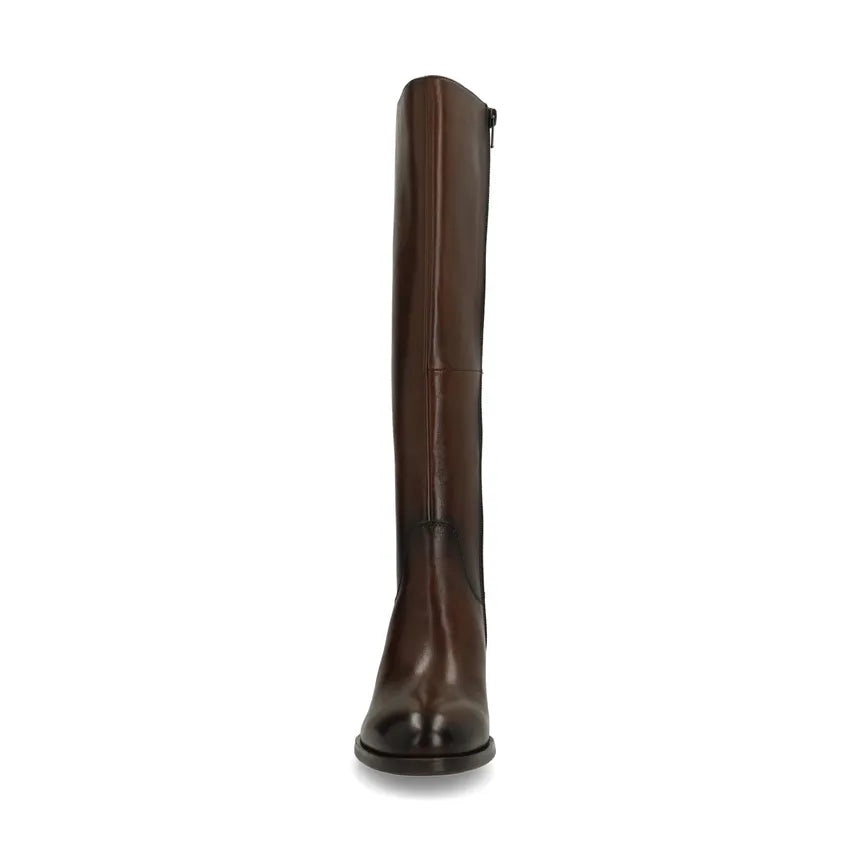 Knee High Boots Leather Block Heel Round Toe Autumn Winter