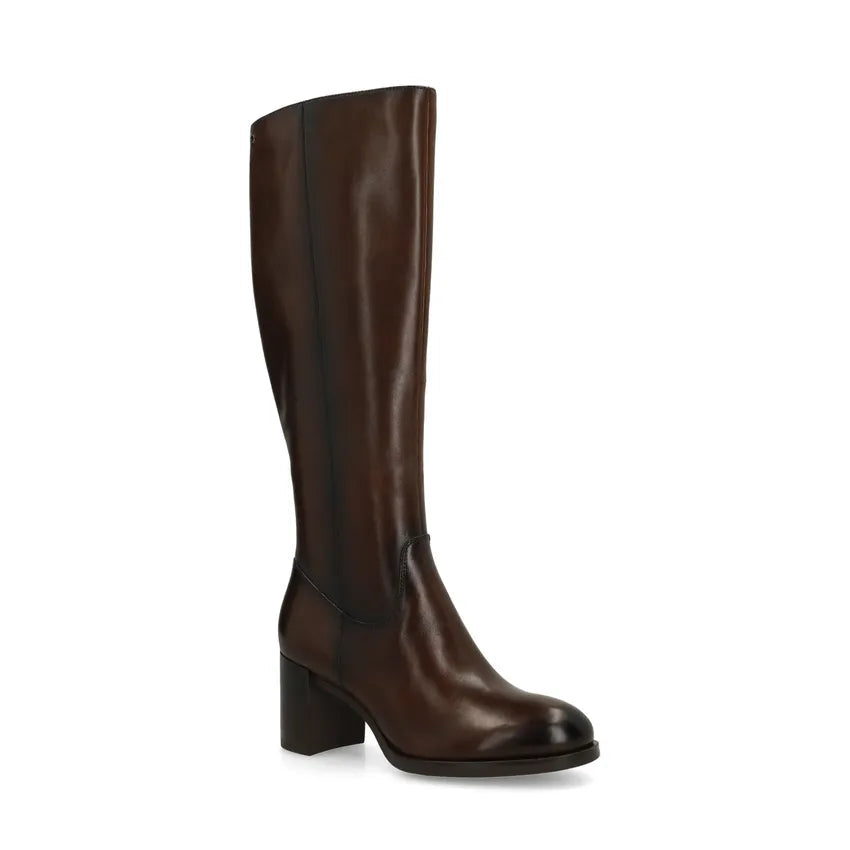 Knee High Boots Leather Block Heel Round Toe Autumn Winter
