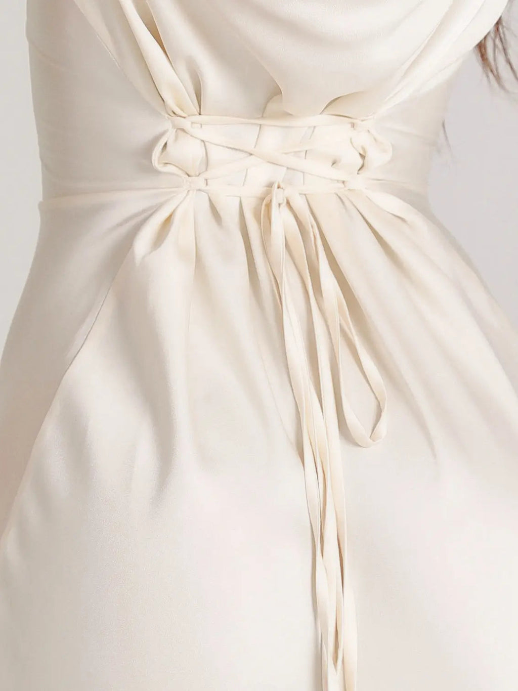 Satin Maxi Dress Long Sleeve Soft Drape Wedding Guest