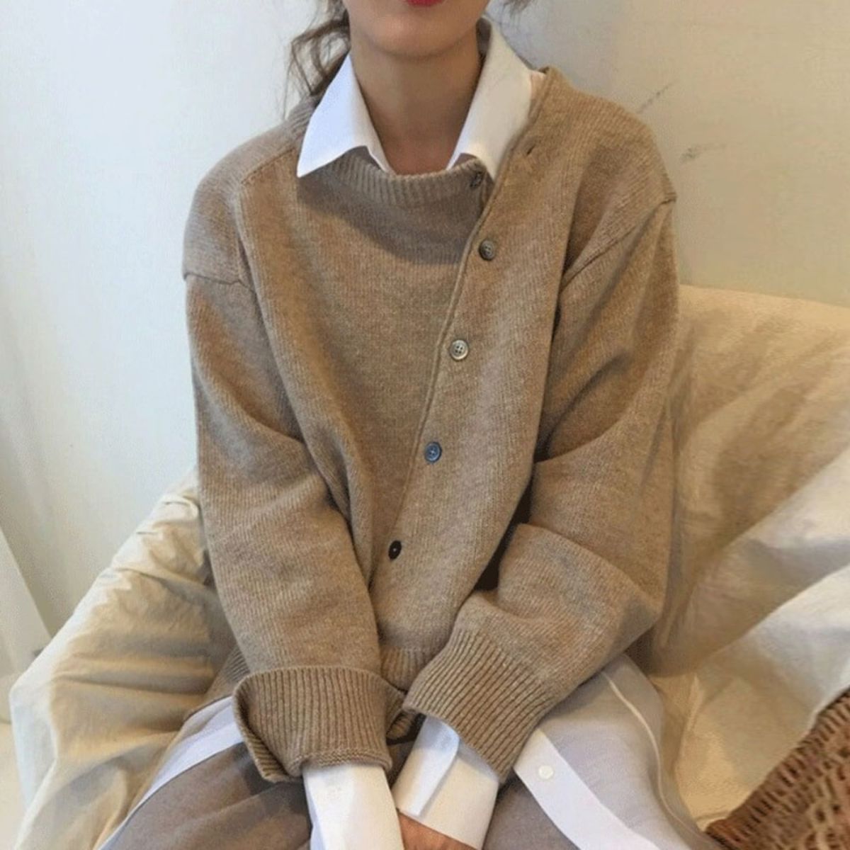 The Asymmetric Button Cardigan