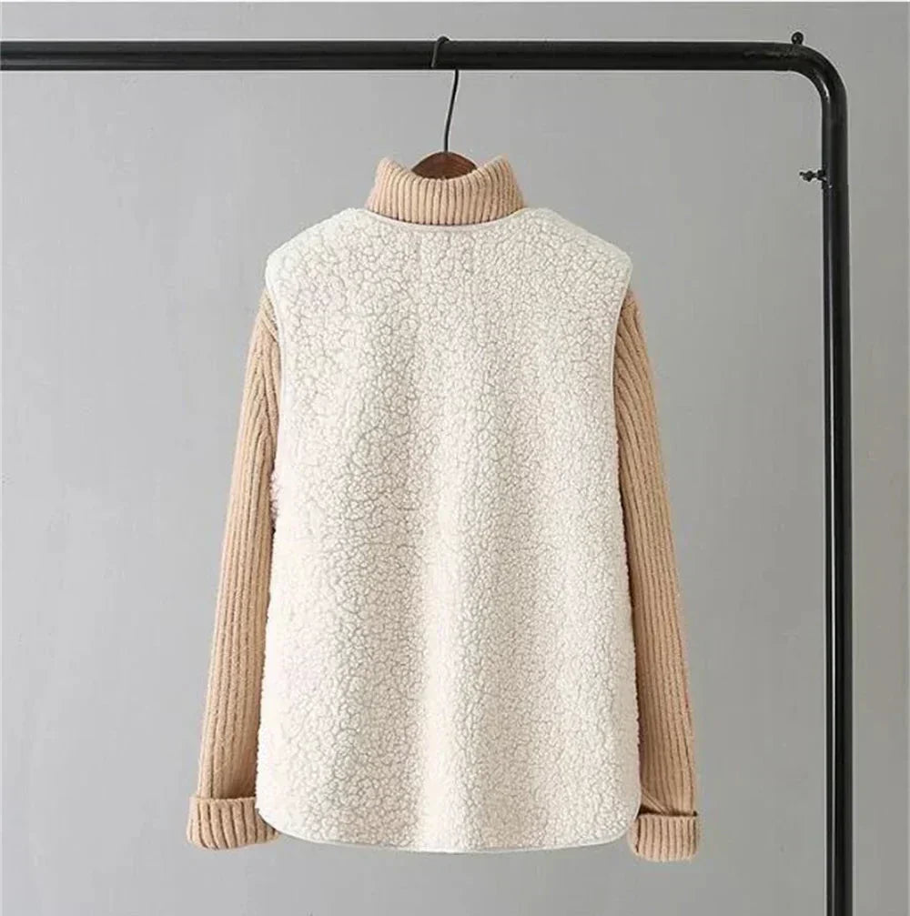 Teddy Fleece Gilet Buttoned Sleeveless Layering Autumn Winter