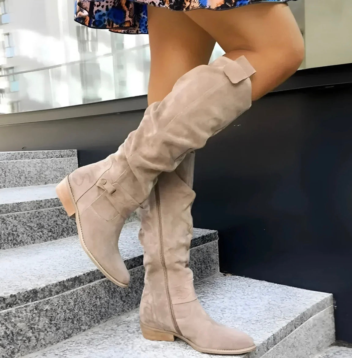 Knee High Boots Synthetic Leather 3cm Heel Elegant Luxe