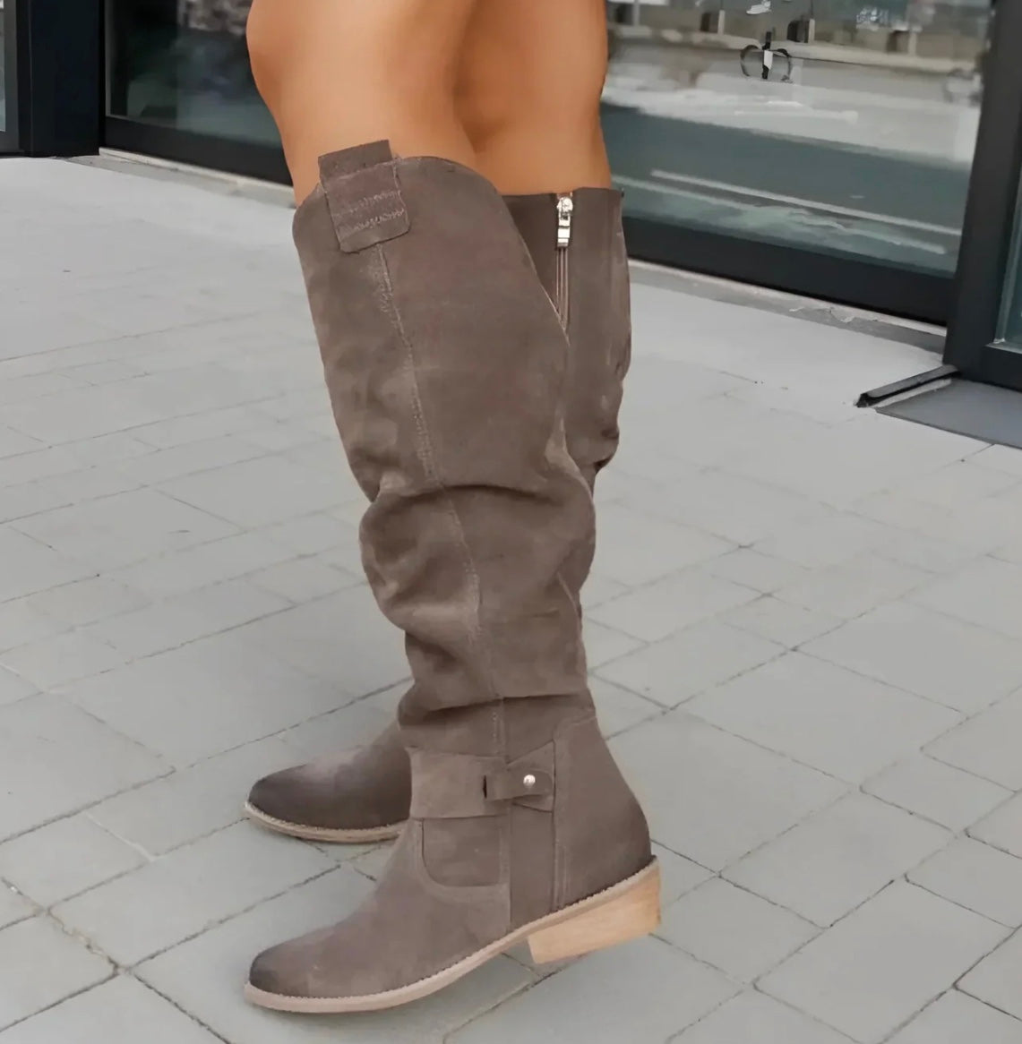 Knee High Boots Synthetic Leather 3cm Heel Elegant Luxe